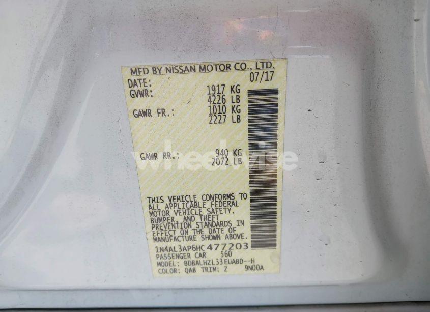 Photo 9 of 2017 Nissan Altima 2.5 SR (VIN 1N4AL3AP6HC477203)