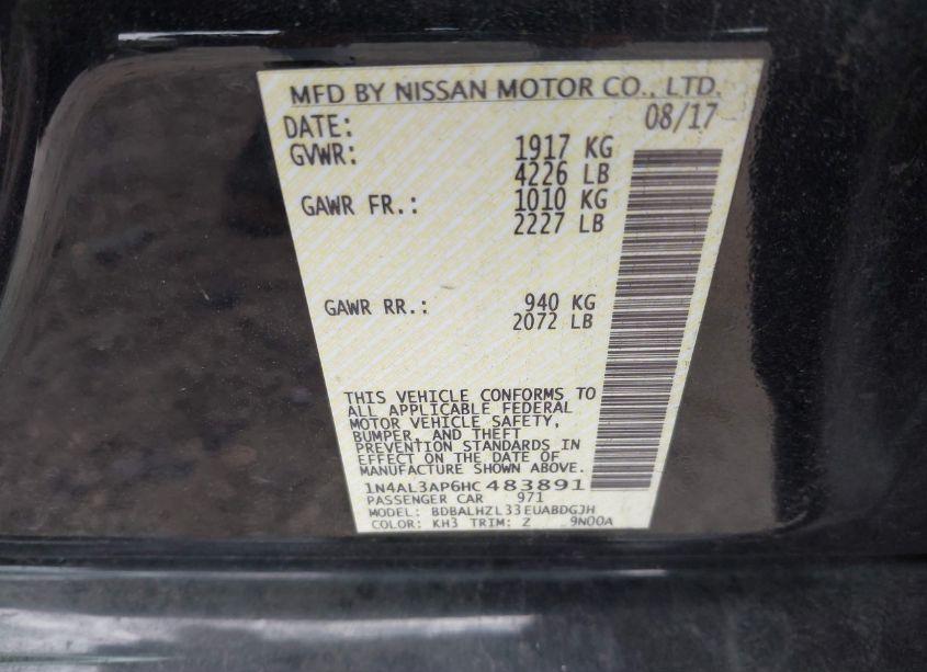 Photo 9 of 2017 Nissan Altima 2.5 SR (VIN 1N4AL3AP6HC483891)