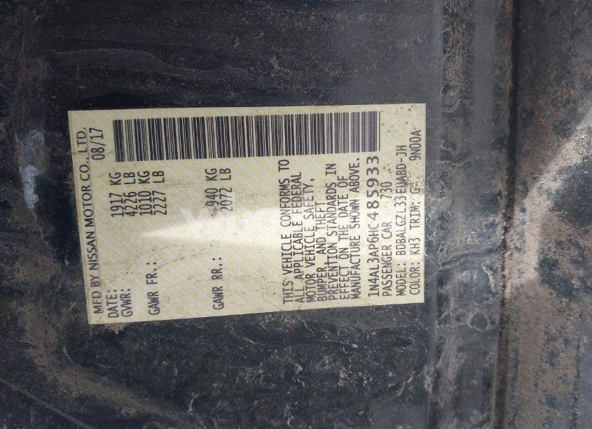 Photo 9 of 2017 Nissan Altima 2.5 S (VIN 1N4AL3AP6HC485933)