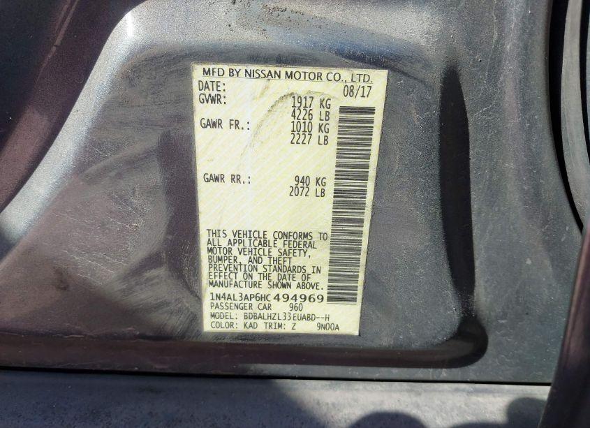 Photo 9 of 2017 Nissan Altima 2.5 SR (VIN 1N4AL3AP6HC494969)