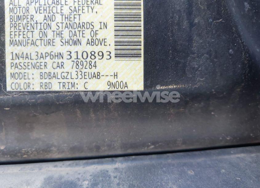 Photo 9 of 2017 Nissan Altima 2.5 S (VIN 1N4AL3AP6HN310893)