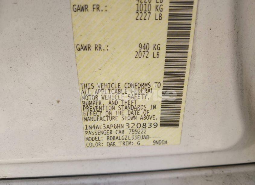 Photo 9 of 2017 Nissan Altima 2.5 S (VIN 1N4AL3AP6HN320839)