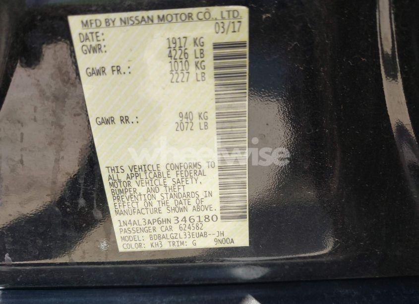 Photo 9 of 2017 Nissan Altima 2.5 S (VIN 1N4AL3AP6HN346180)