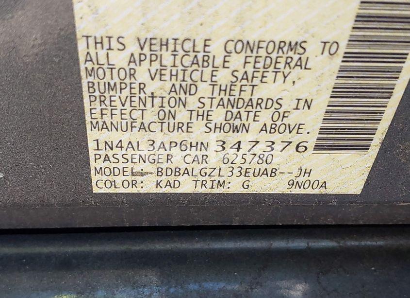 Photo 9 of 2017 Nissan Altima 2.5 S (VIN 1N4AL3AP6HN347376)