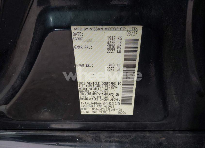 Photo 9 of 2017 Nissan Altima 2.5 S (VIN 1N4AL3AP6HN348219)