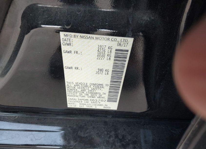 Photo 9 of 2017 Nissan Altima 2.5 S (VIN 1N4AL3AP6HN365702)