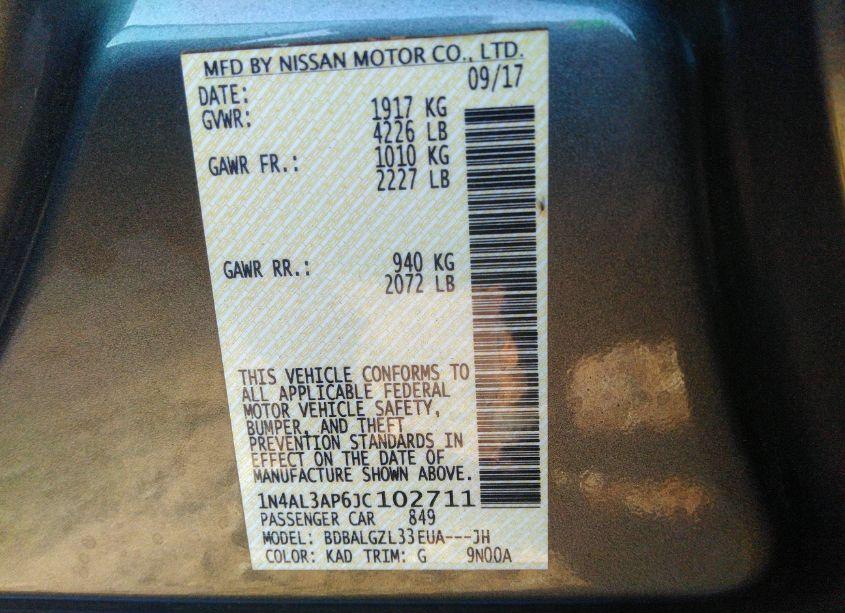 Photo 9 of 2018 Nissan Altima 2.5 S (VIN 1N4AL3AP6JC102711)