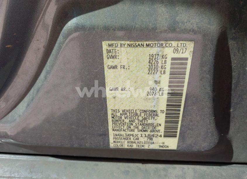 Photo 9 of 2018 Nissan Altima 2.5 SR (VIN 1N4AL3AP6JC118424)