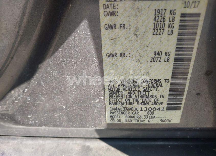 Photo 9 of 2018 Nissan Altima 2.5 SL (VIN 1N4AL3AP6JC130041)