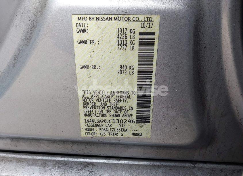 Photo 9 of 2018 Nissan Altima 2.5 SV (VIN 1N4AL3AP6JC130296)