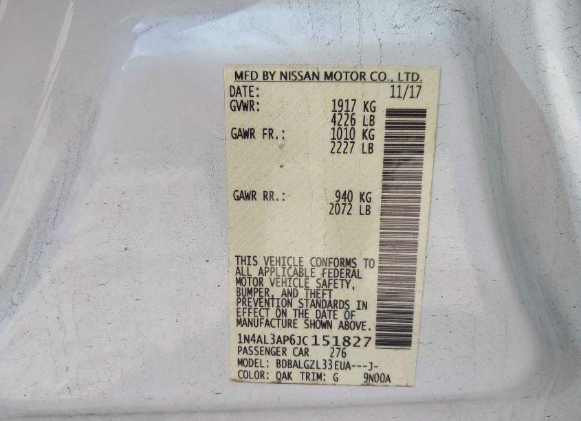 Photo 9 of 2018 Nissan Altima 2.5 S (VIN 1N4AL3AP6JC151827)