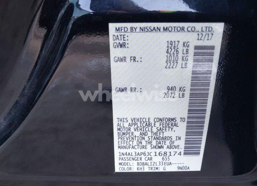 Photo 9 of 2018 Nissan Altima 2.5 SV (VIN 1N4AL3AP6JC168174)