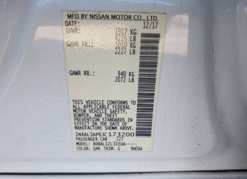 Photo 9 of 2018 Nissan Altima 2.5 SV (VIN 1N4AL3AP6JC173200)