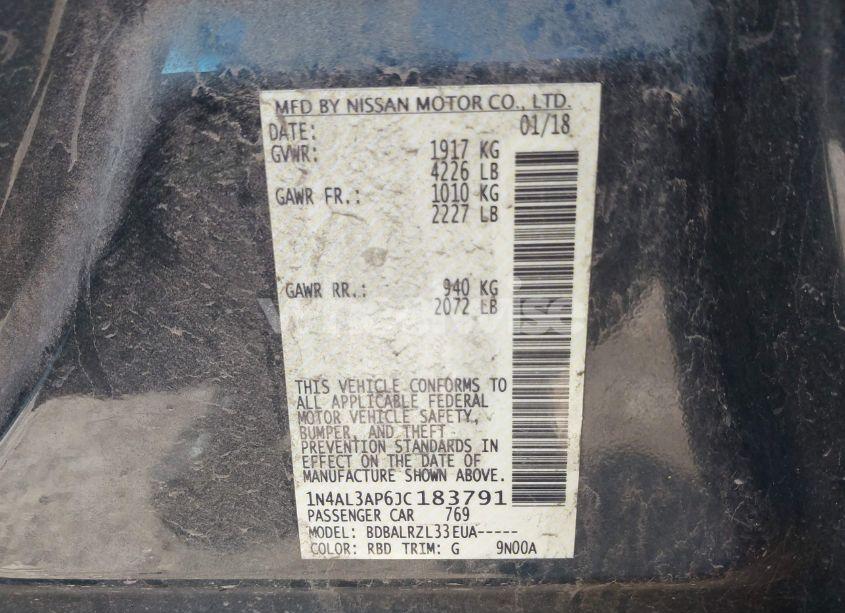 Photo 9 of 2018 Nissan Altima 2.5 SL (VIN 1N4AL3AP6JC183791)