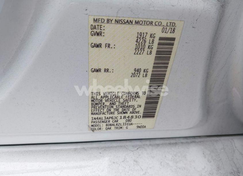 Photo 9 of 2018 Nissan Altima 2.5 SL (VIN 1N4AL3AP6JC184830)