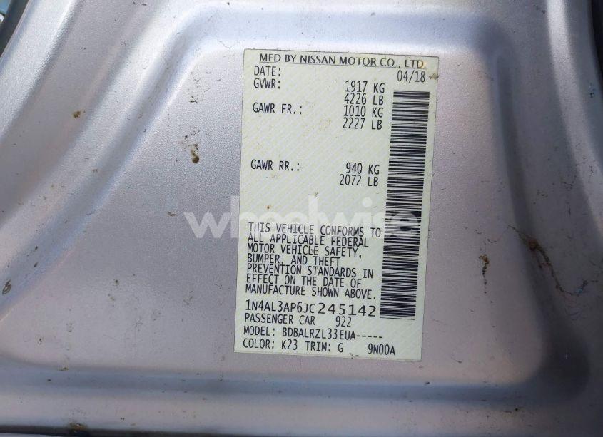 Photo 9 of 2018 Nissan Altima 2.5 SL (VIN 1N4AL3AP6JC245142)