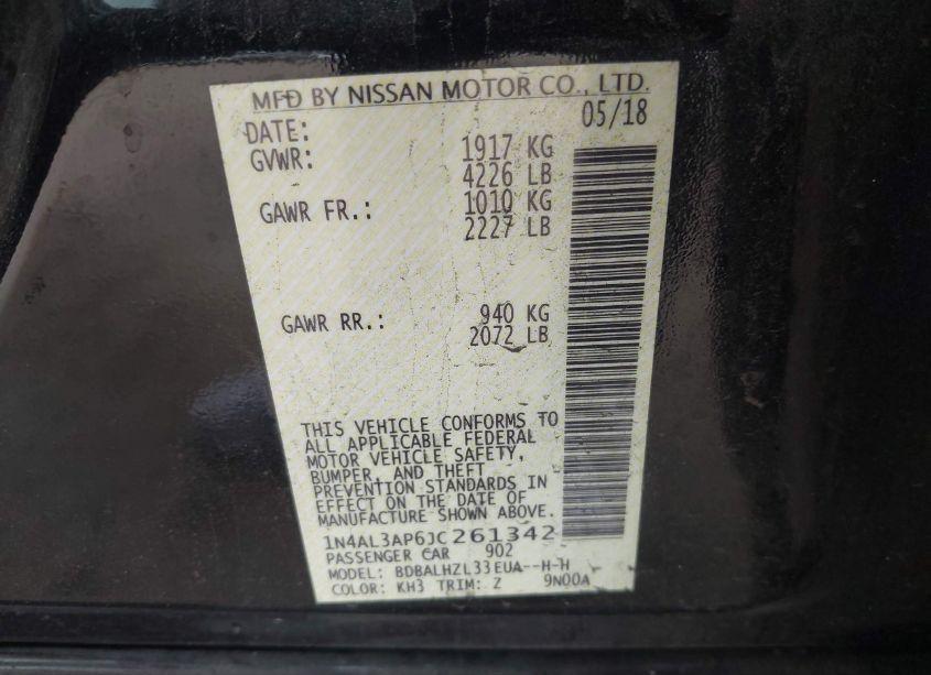 Photo 9 of 2018 Nissan Altima 2.5 SR (VIN 1N4AL3AP6JC261342)