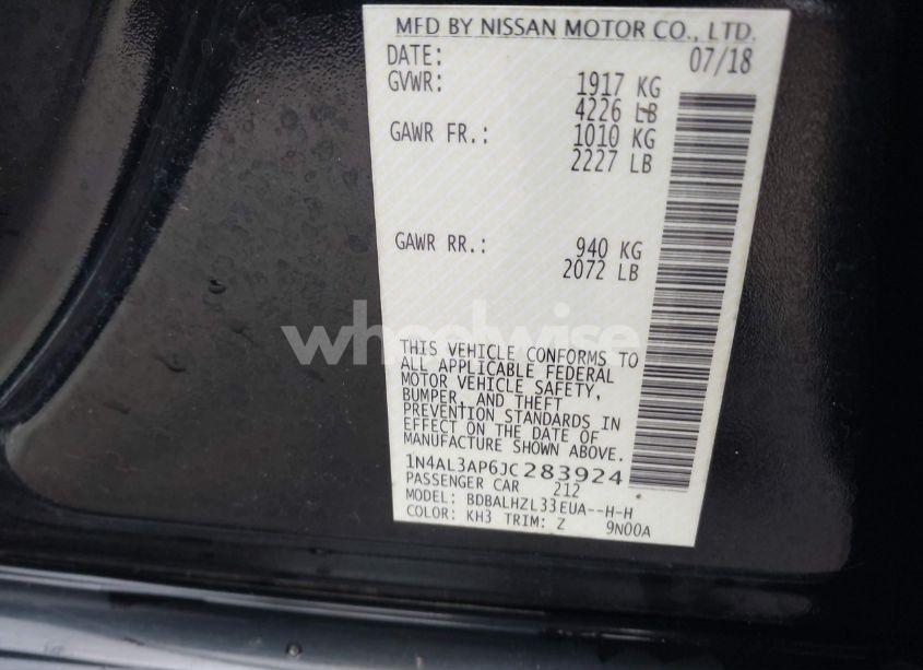 Photo 9 of 2018 Nissan Altima 2.5 SR (VIN 1N4AL3AP6JC283924)