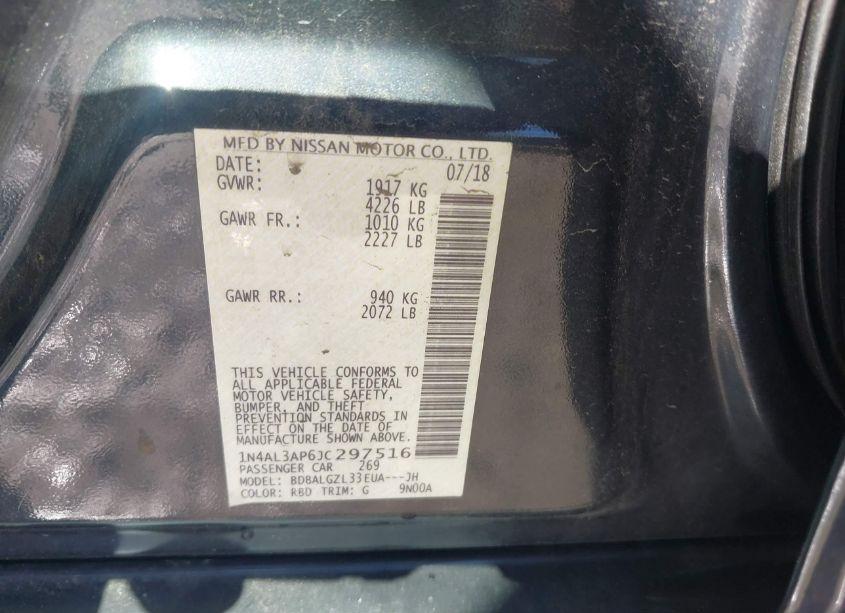 Photo 9 of 2018 Nissan Altima 2.5 S (VIN 1N4AL3AP6JC297516)