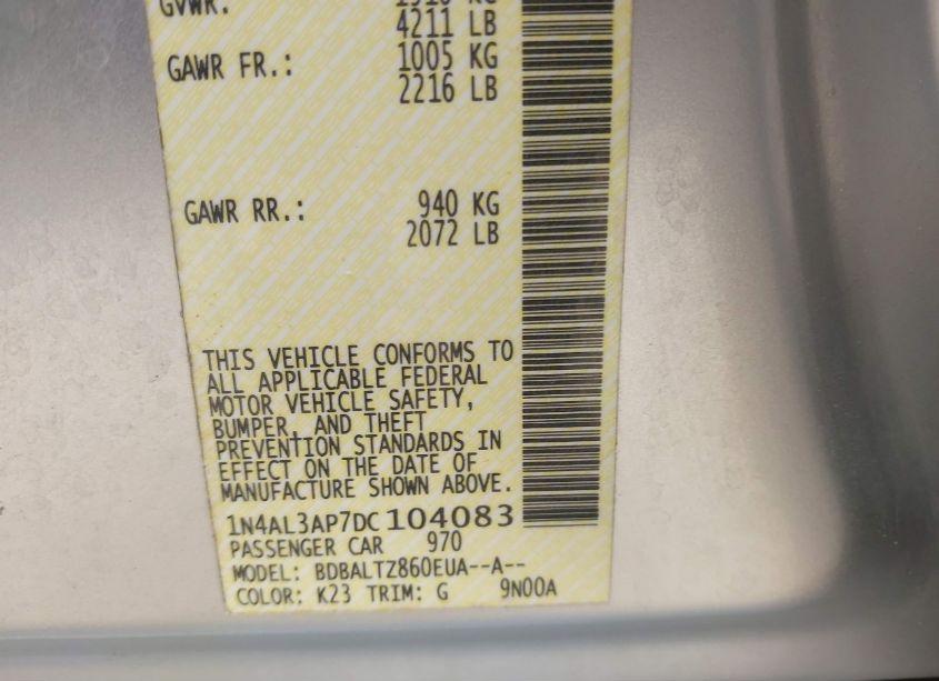 Photo 9 of 2013 Nissan Altima 2.5 SV (VIN 1N4AL3AP7DC104083)