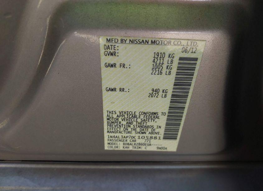 Photo 9 of 2013 Nissan Altima 2.5 S (VIN 1N4AL3AP7DC105881)