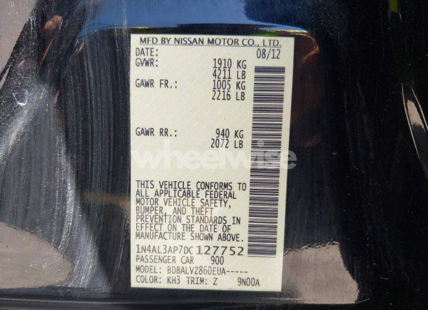 Photo 9 of 2013 Nissan Altima 2.5 SL (VIN 1N4AL3AP7DC127752)