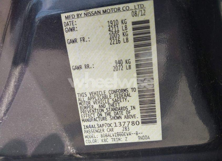 Photo 9 of 2013 Nissan Altima 2.5 SL (VIN 1N4AL3AP7DC137780)