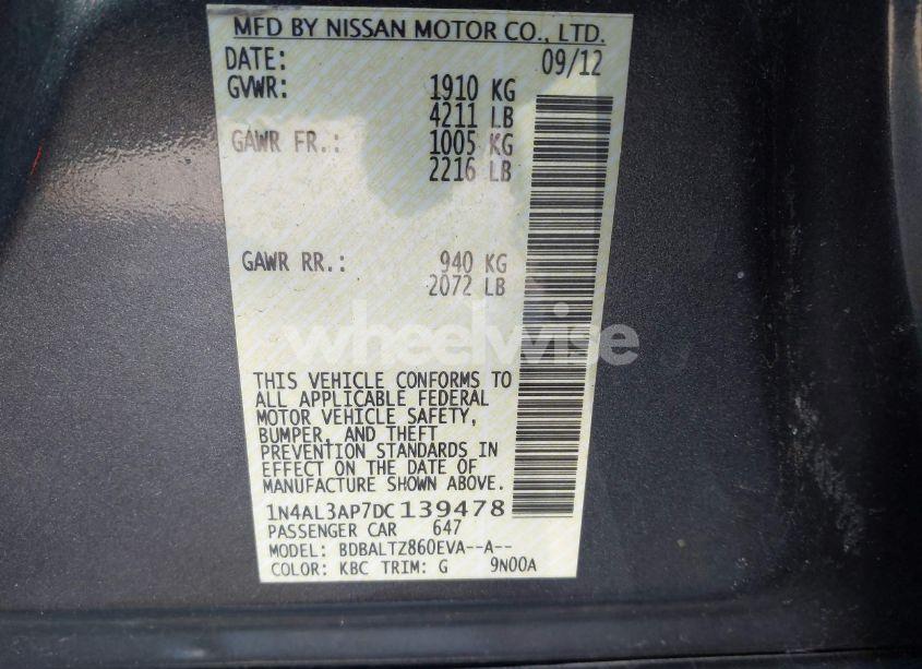 Photo 9 of 2013 Nissan Altima 2.5 SV (VIN 1N4AL3AP7DC139478)