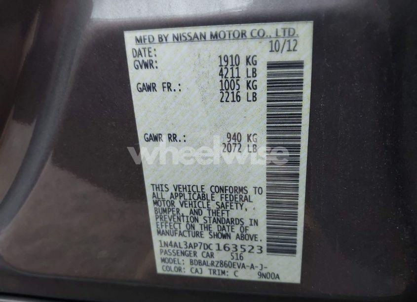 Photo 9 of 2013 Nissan Altima 2.5 S (VIN 1N4AL3AP7DC163523)