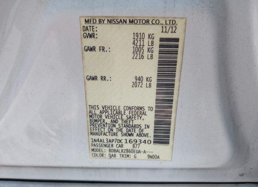 Photo 9 of 2013 Nissan Altima 2.5 S (VIN 1N4AL3AP7DC169340)