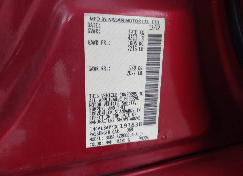 Photo 9 of 2013 Nissan Altima 2.5 S (VIN 1N4AL3AP7DC191838)