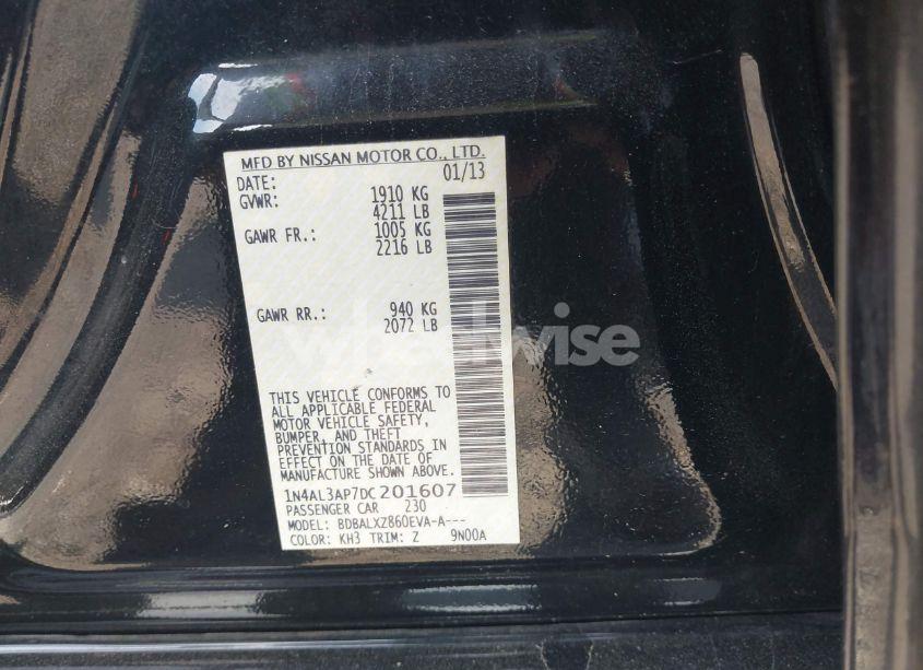 Photo 9 of 2013 Nissan Altima 2.5 SL (VIN 1N4AL3AP7DC201607)