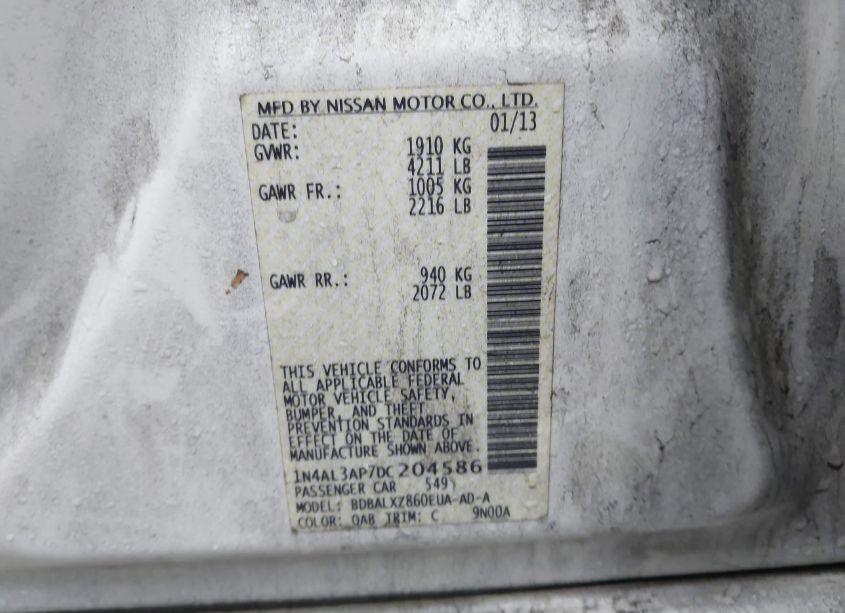 Photo 9 of 2013 Nissan Altima 2.5 SL (VIN 1N4AL3AP7DC204586)