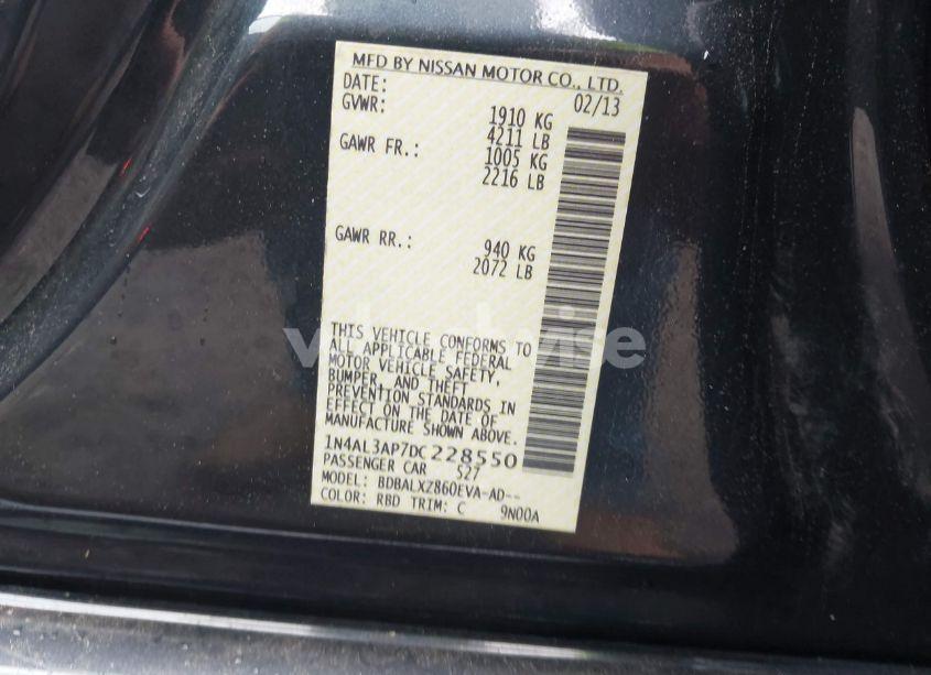 Photo 9 of 2013 Nissan Altima 2.5 SL (VIN 1N4AL3AP7DC228550)