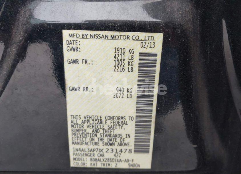 Photo 9 of 2013 Nissan Altima 2.5 SL (VIN 1N4AL3AP7DC231478)