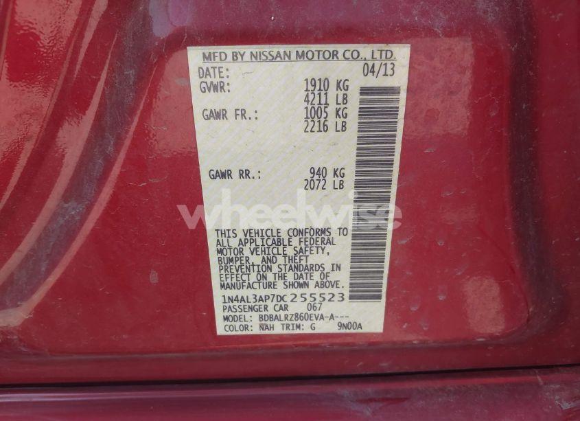 Photo 9 of 2013 Nissan Altima 2.5 S (VIN 1N4AL3AP7DC255523)