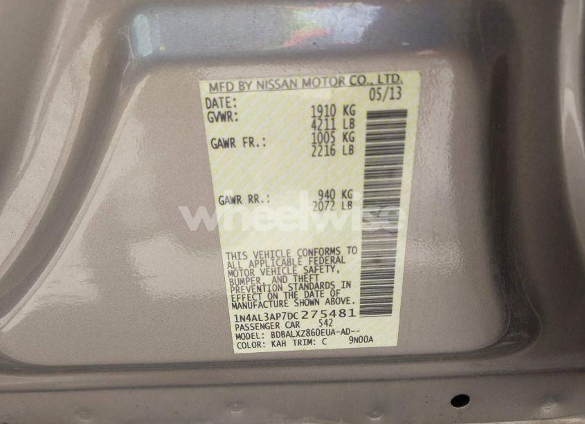 Photo 9 of 2013 Nissan Altima 2.5 SL (VIN 1N4AL3AP7DC275481)