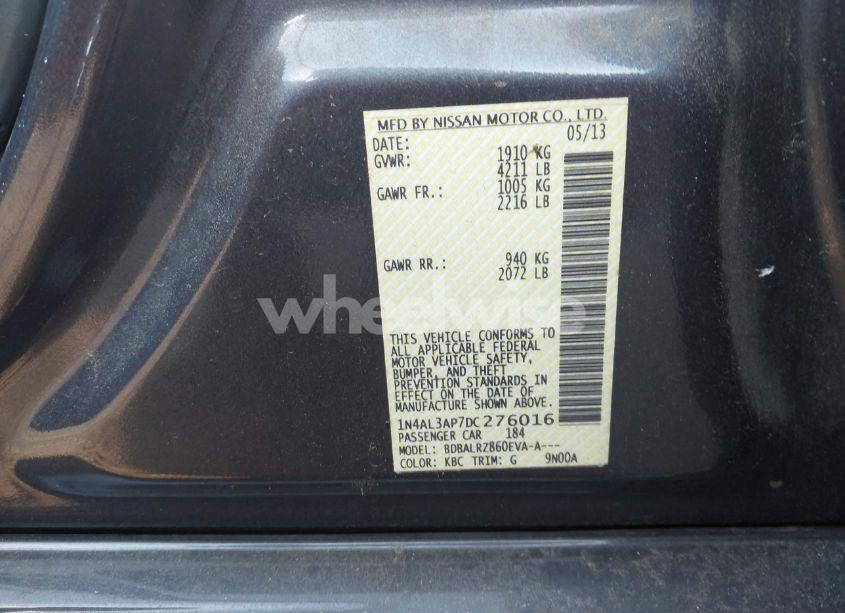 Photo 9 of 2013 Nissan Altima 2.5 S (VIN 1N4AL3AP7DC276016)