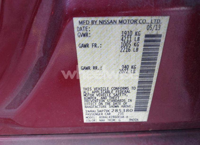 Photo 9 of 2013 Nissan Altima 2.5 S (VIN 1N4AL3AP7DC285380)