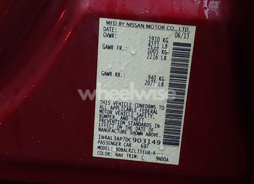 Photo 9 of 2013 Nissan Altima 2.5 S (VIN 1N4AL3AP7DC903149)