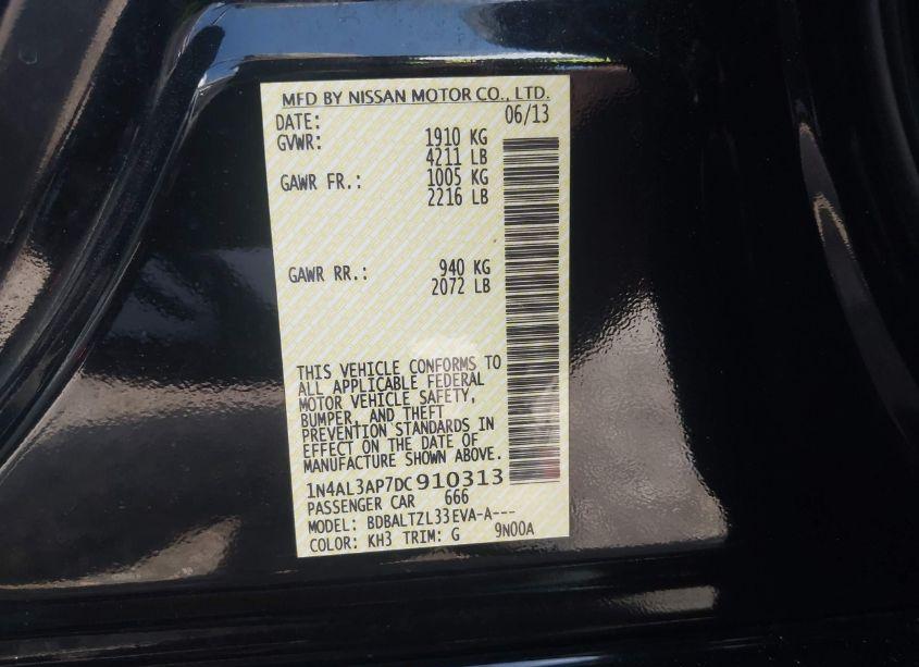 Photo 9 of 2013 Nissan Altima 2.5 SV (VIN 1N4AL3AP7DC910313)