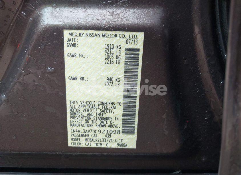 Photo 9 of 2013 Nissan Altima 2.5 S (VIN 1N4AL3AP7DC921098)