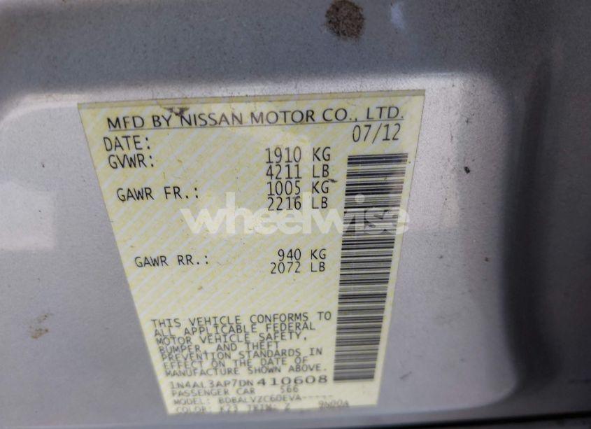 Photo 9 of 2013 Nissan Altima 2.5 SL (VIN 1N4AL3AP7DN410608)