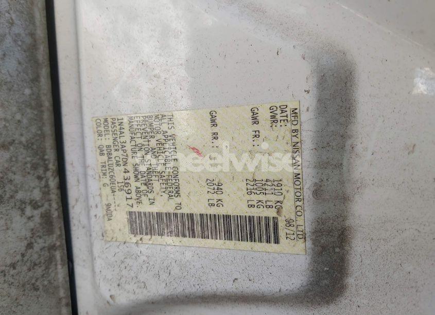 Photo 9 of 2013 Nissan Altima 2.5 SV (VIN 1N4AL3AP7DN436917)