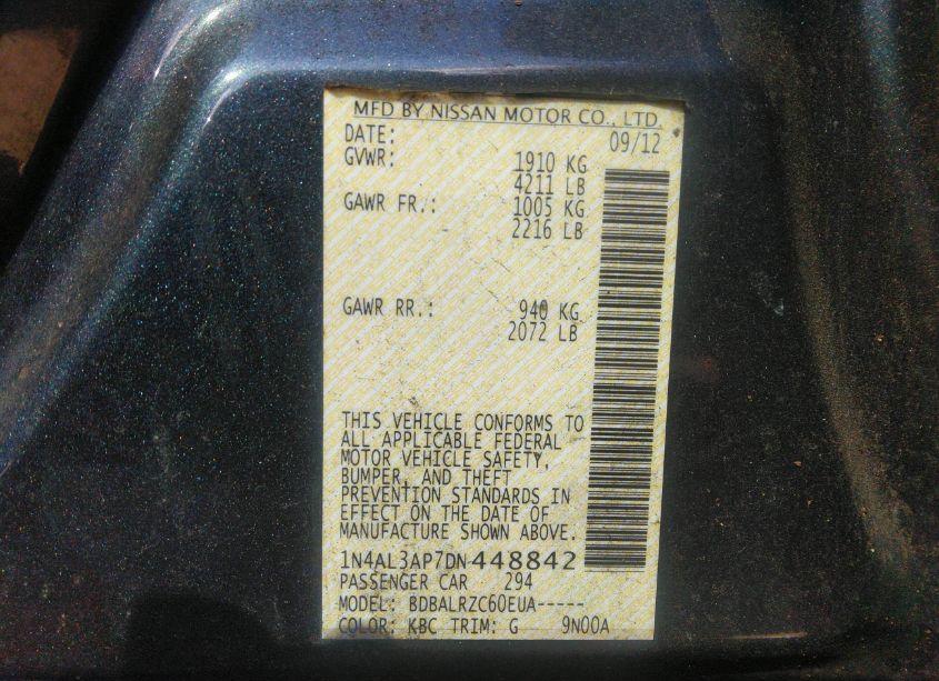 Photo 9 of 2013 Nissan Altima 2.5 S (VIN 1N4AL3AP7DN448842)