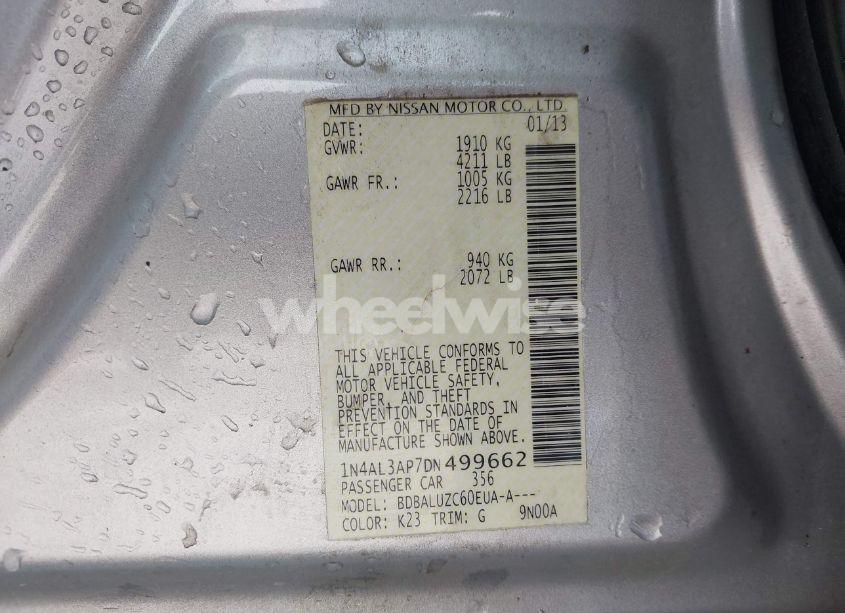 Photo 9 of 2013 Nissan Altima 2.5 SV (VIN 1N4AL3AP7DN499662)