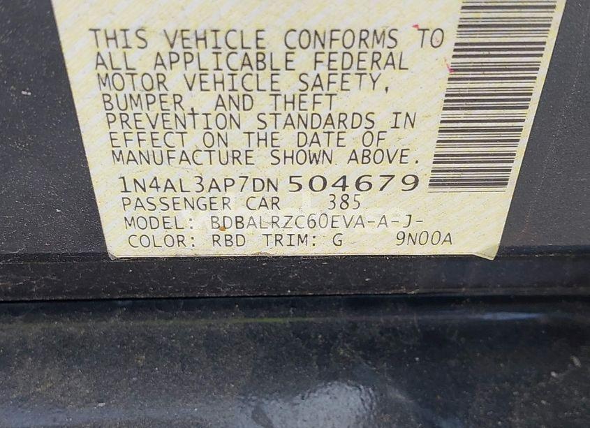 Photo 9 of 2013 Nissan Altima 2.5 S (VIN 1N4AL3AP7DN504679)