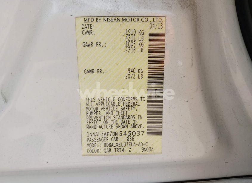 Photo 9 of 2013 Nissan Altima 2.5 SL (VIN 1N4AL3AP7DN545037)