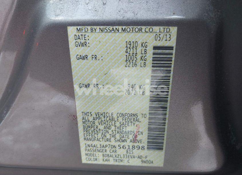 Photo 9 of 2013 Nissan Altima 2.5 SL (VIN 1N4AL3AP7DN561898)