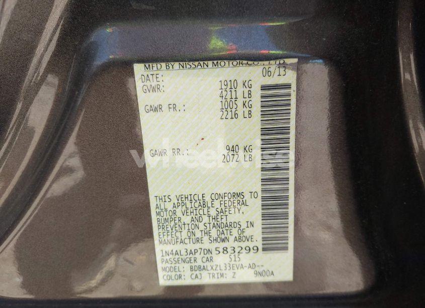 Photo 9 of 2013 Nissan Altima 2.5 SL (VIN 1N4AL3AP7DN583299)